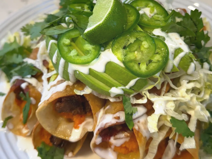 Spicy Beef and Sweet Potato Flautas