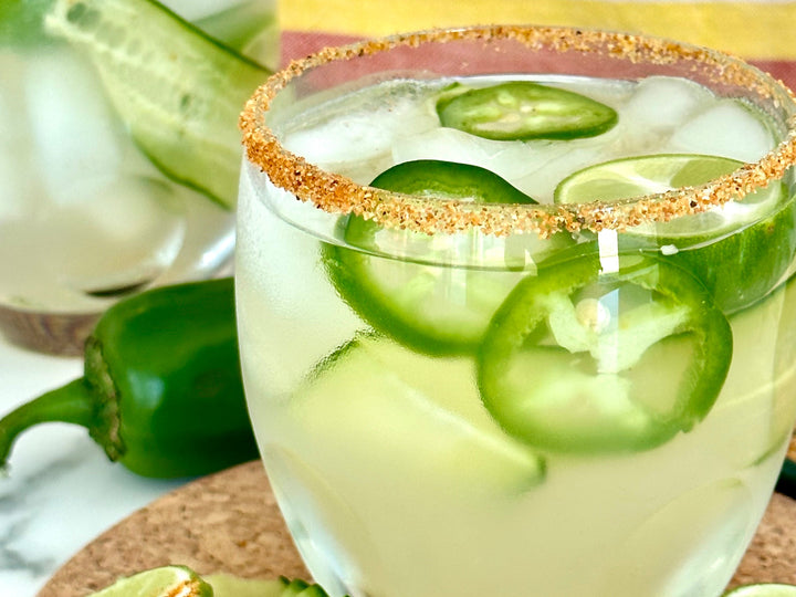 Spicy Cucumber & Jalapeno Margarita with a Dusted Rim