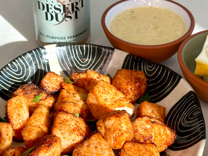 Air Fryer Salmon Bites with Honey Mustard Sauce