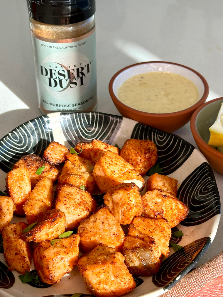Air Fryer Salmon Bites with Honey Mustard Sauce