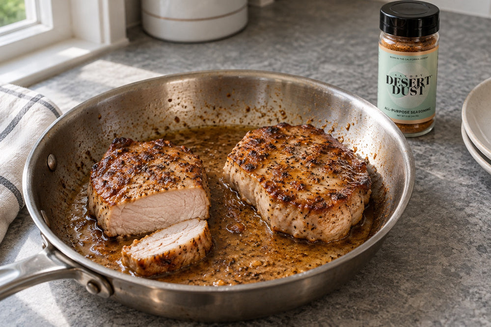 Pan Seared Pork Chops with Savory Dust