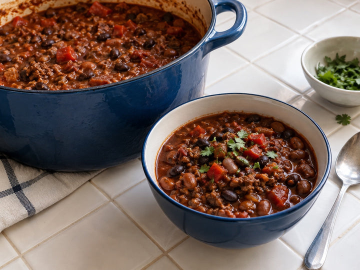Chorizo and Bean Chili with Spicy Taco Dust