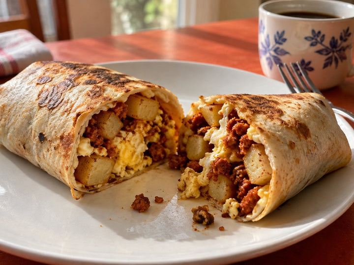 Chorizo, Potato and Egg Burrito with Savory Dust
