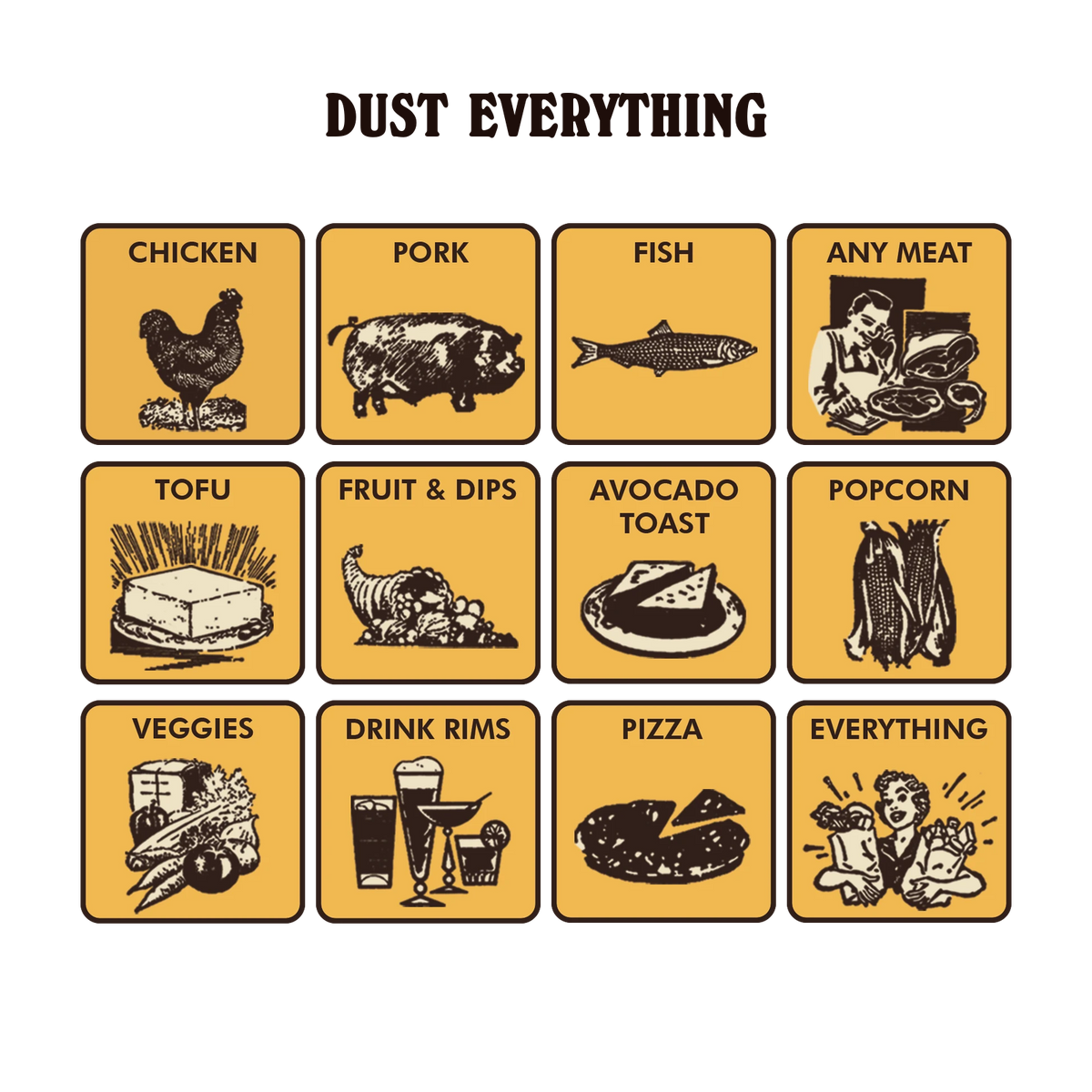 Dust Everything: twelve illustrated ways to use Desert Dust.
