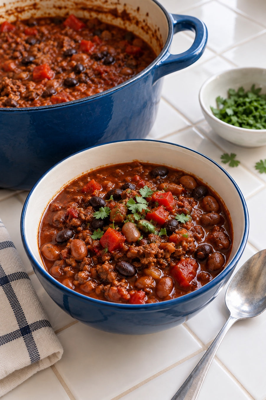 Chorizo and Bean Chili with Spicy Taco Dust