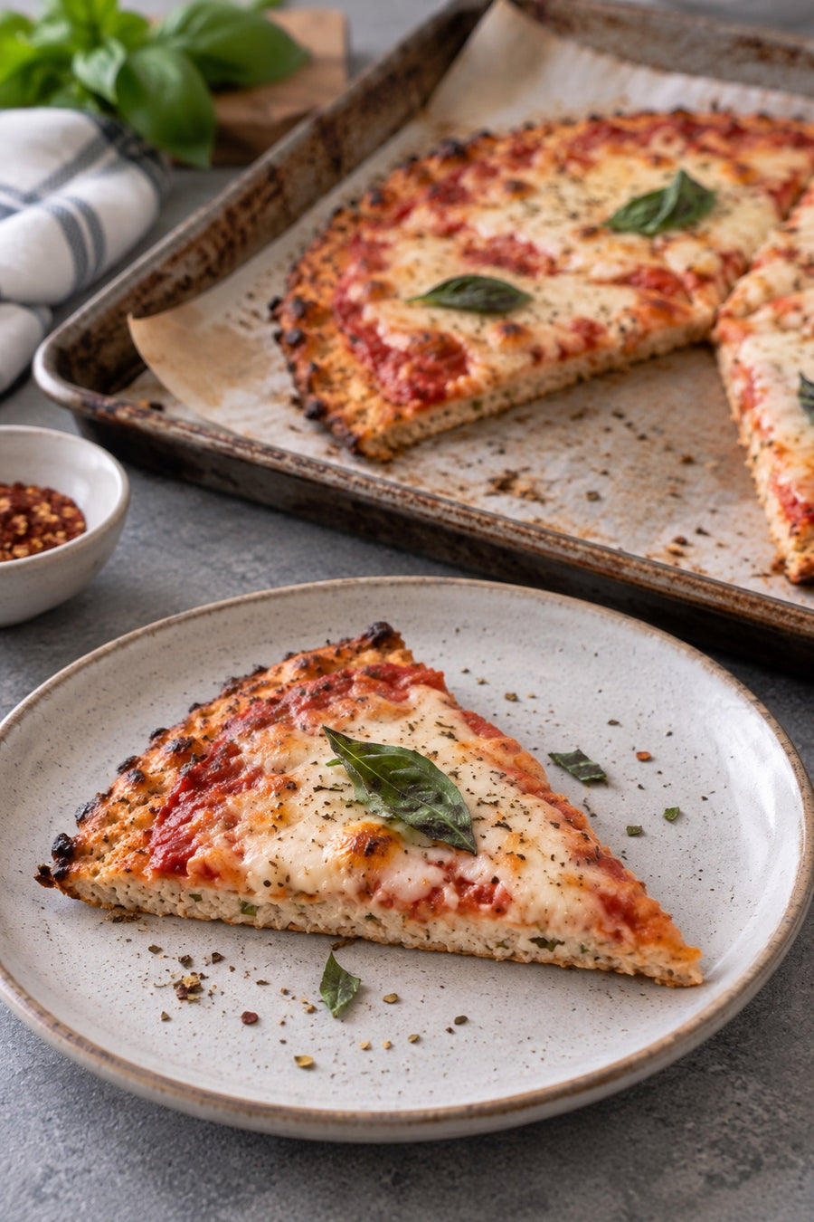 Ground Chicken Pizza Crust with Savory Dust