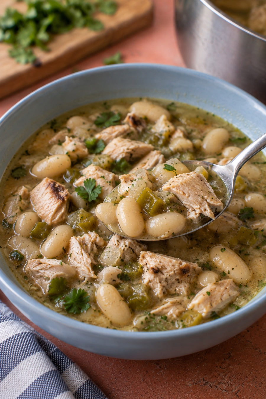 White Bean Chicken Chili with Savory Dust