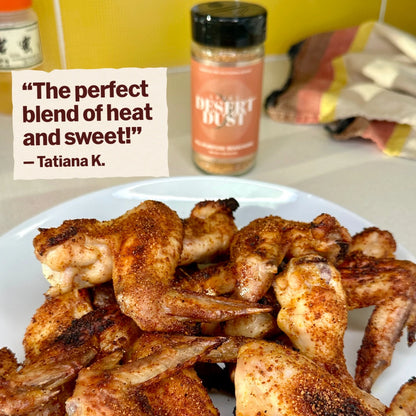 Spicy Desert Dust All-Purpose Seasoning. Customer review: The perfect blend of heat and sweet! Review by Tatiana K.