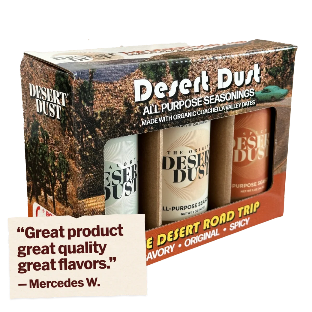 The Desert Dust Roadtrip Trio. Customer review: Great product great quality great flavors. Review by Mercedes W.