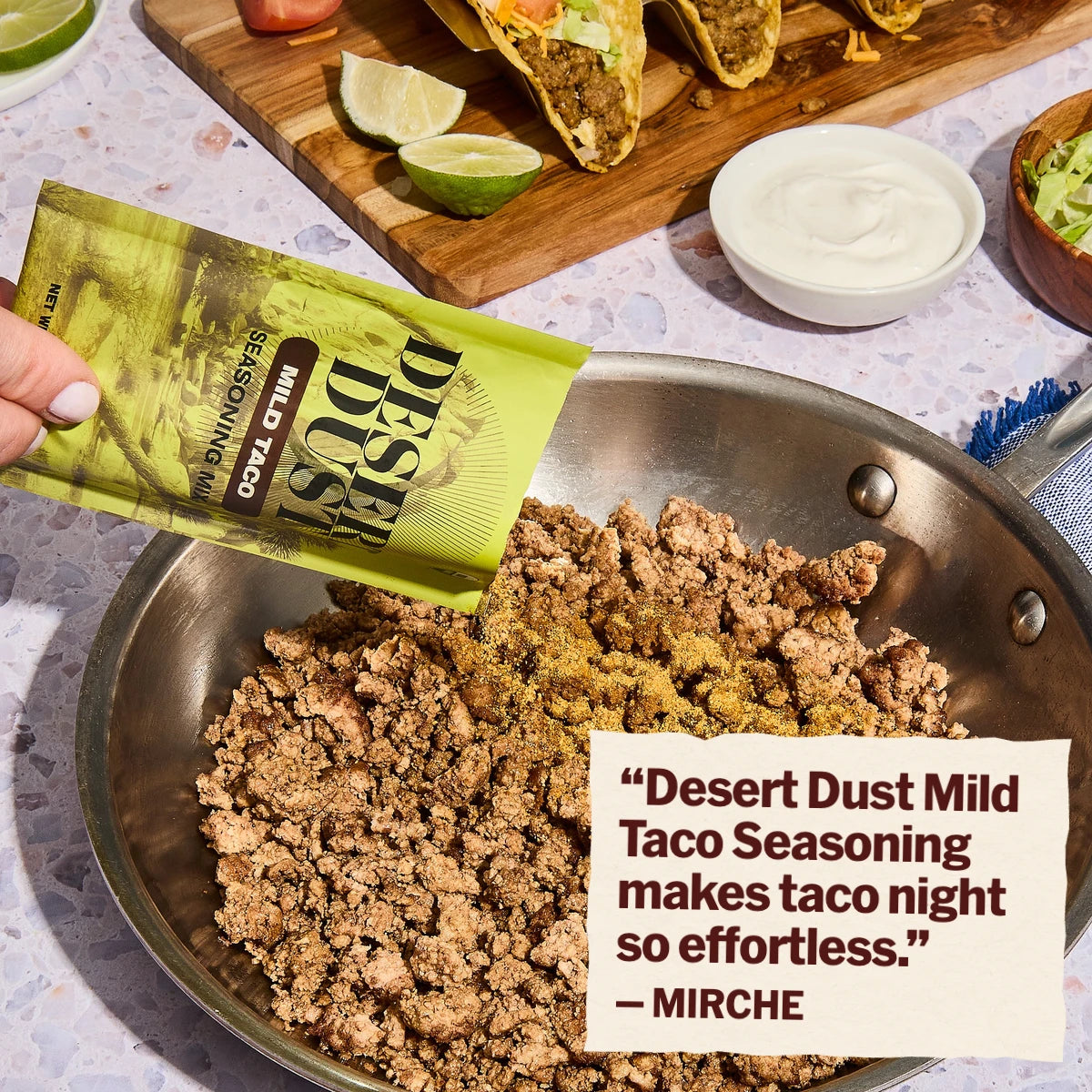 Desert Dust Mild Taco Seasoning 6 Pack. Customer review: Desert Dust Mild Taco Seasoning makes taco night so effortless. Review by MIRCHE