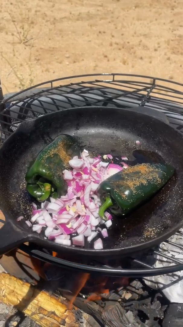 Outdoor skillet cooking with Desert Dust