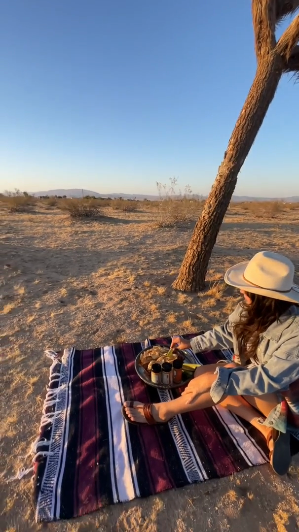 An outdoor picnic among the desert landscape