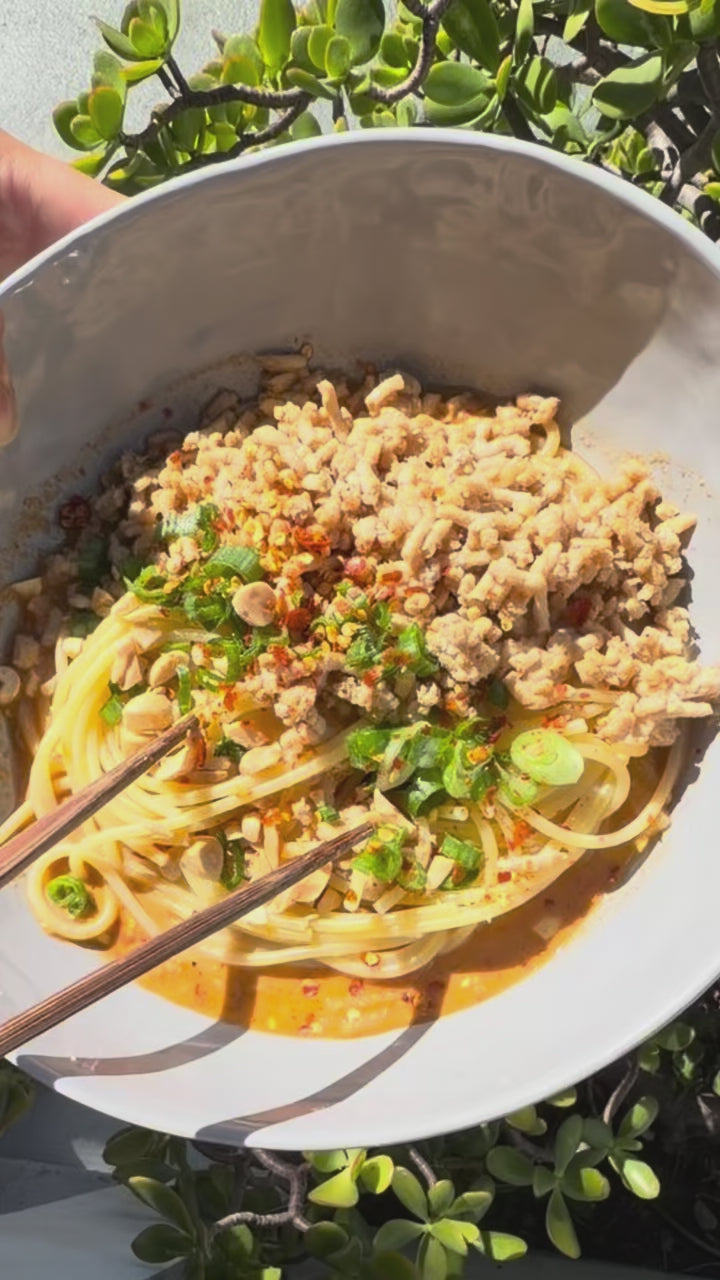 Chef Steph of BitesXSteph makes Desert Dan Dan noodles with Spicy Desert Dust and Chiltepin.